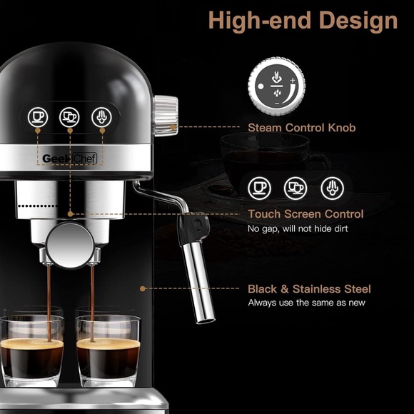 Geek Chef Espresso Machine 20 Bar Pump Pressure Cappuccino latte Maker - Picture 5 of 9
